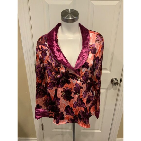By Anthropologie Thin Pink Floral Double Breasted Jacket, Size MP, NWT! - Picture 1 of 8
